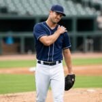 Baseball player with a SLAP tear shoulder injury after an overhead throw